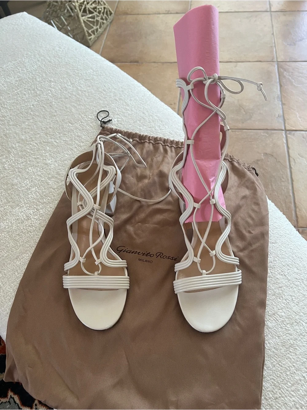 Gianvito Rossi ankle strap, white sandals